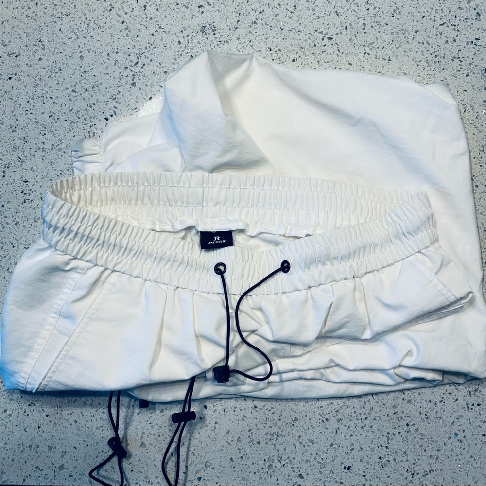 White Cargo Pants with Drawstring